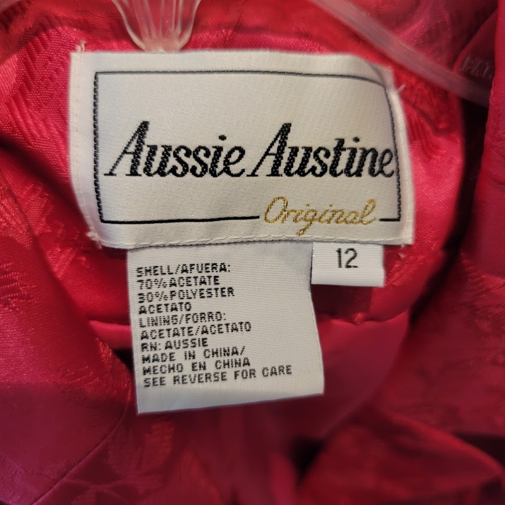 Vintage Aussie Austine Size 12 long jacket Red Floral Design lined - Picture 3 of 5